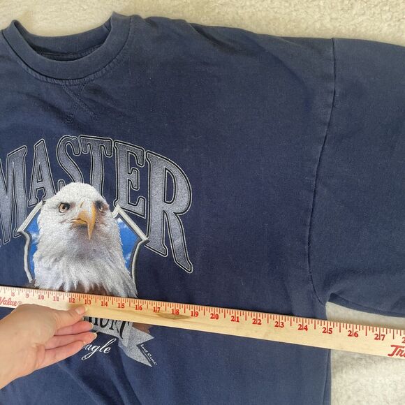 VTG Lost Creek Eagle Sweatshirt Mens XL Blue Graphic Crewneck Master of the Hunt - Picture 7 of 15